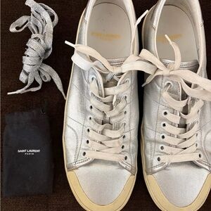 Saint Laurent Metallic Silver Sneakers